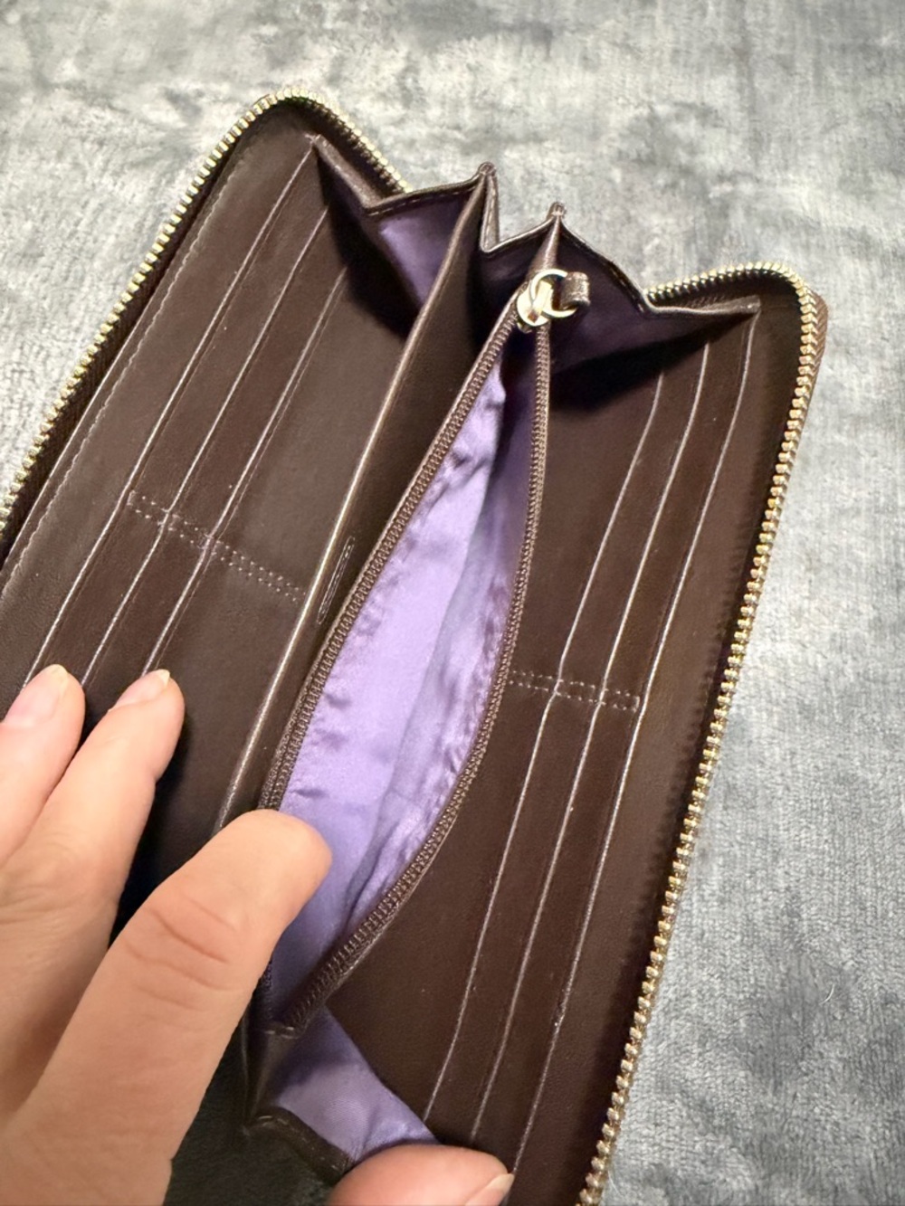 Coach Brown Pebble Leather Zip Around Accordion Chelsea Wallet - Picture 6 of 6